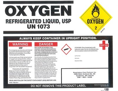 Oxygen Liquid Label (Resp Care Partners Oxygen Liquid Decal)